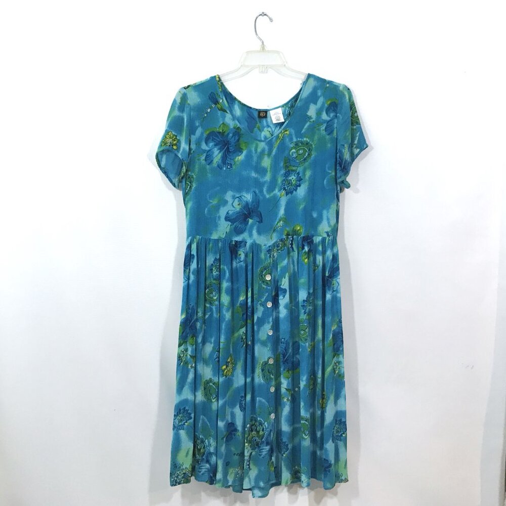 Vintage 80s 90s Casual Floral Midi Dress Multicolor BILA,L - Picture 8 of 9